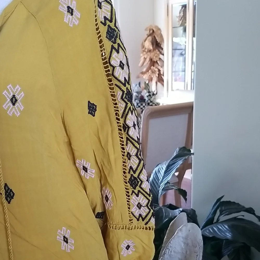 Solitaire Mustard Embroidered Blouse - Picture 2 of 5